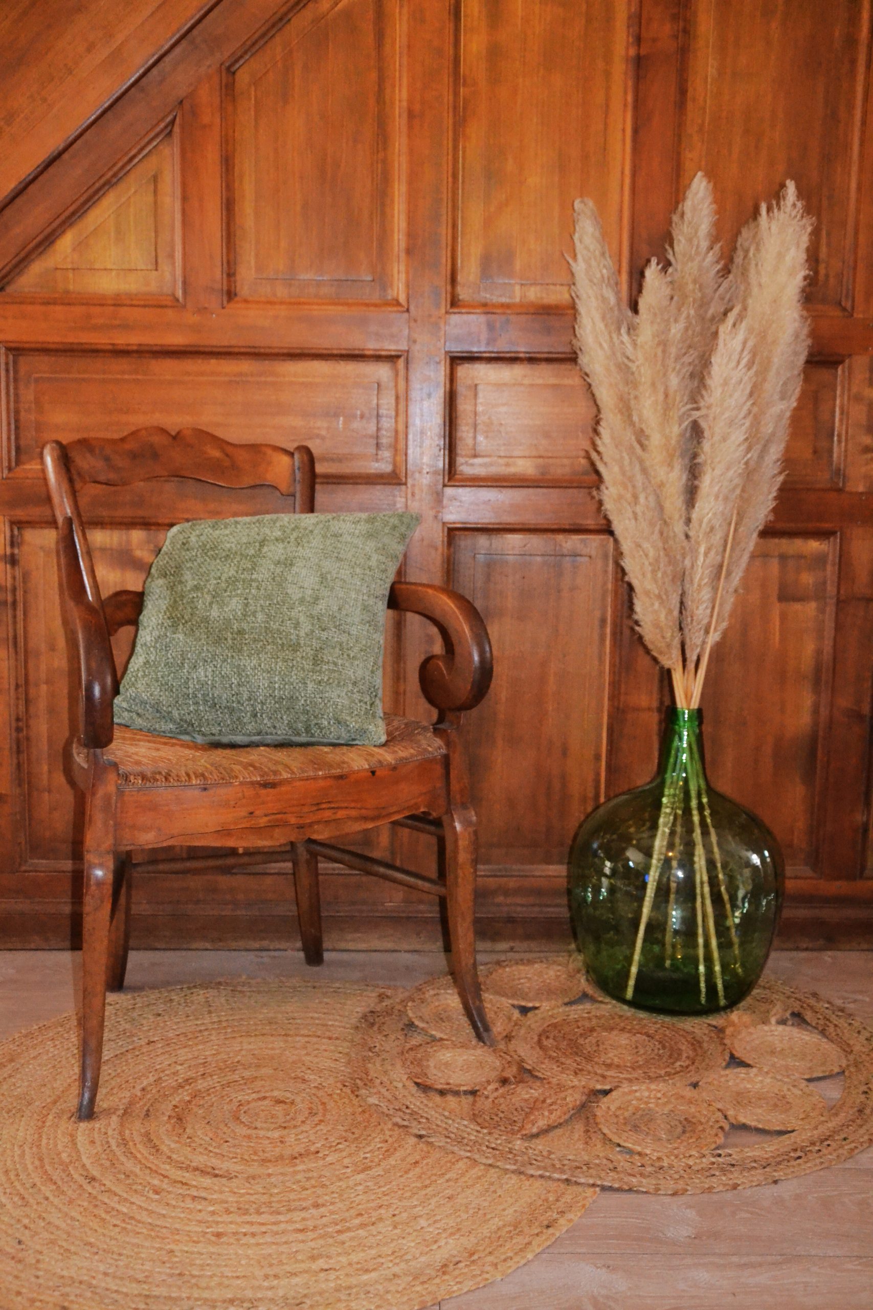 Coussin vert velours texturé – Image 2