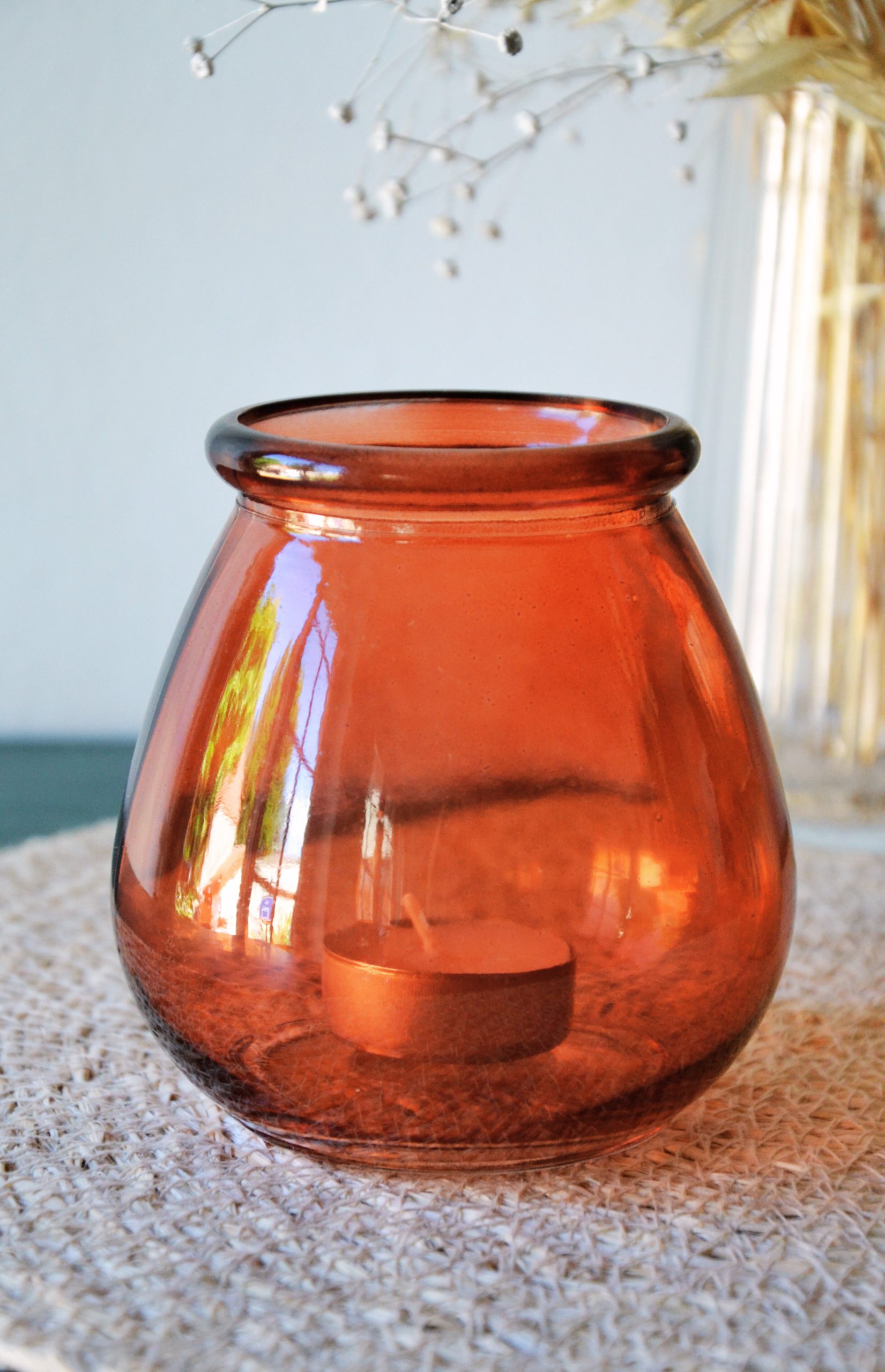 Photophore en verre ambré